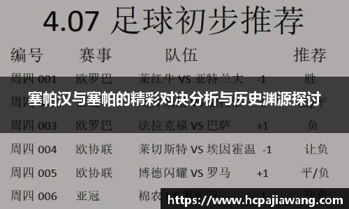 塞帕汉与塞帕的精彩对决分析与历史渊源探讨
